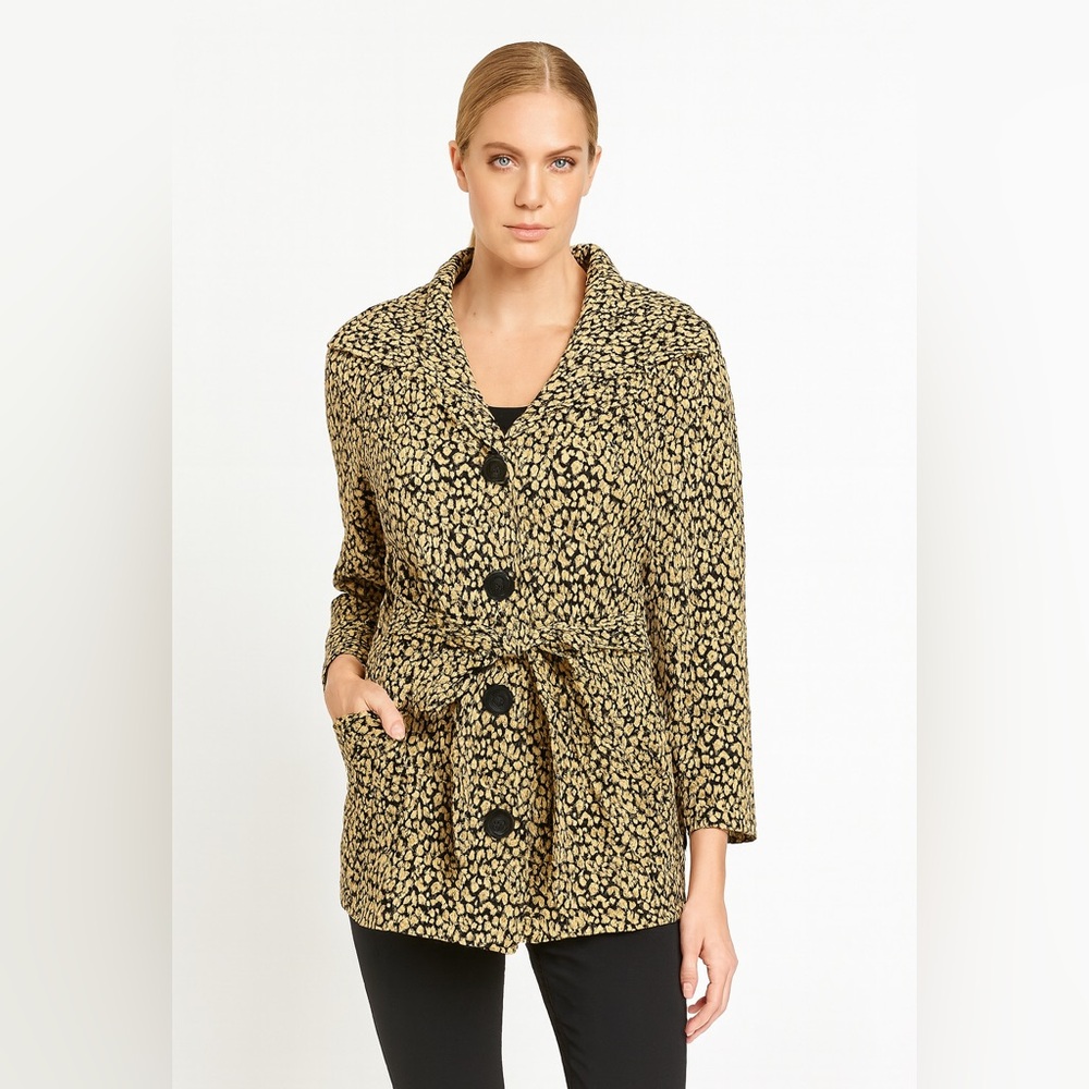 CAROLE LITTLE STUNNING CHEETAH PRINT BELTED OVERCOAT CLASSY WOMENS SIZE XL